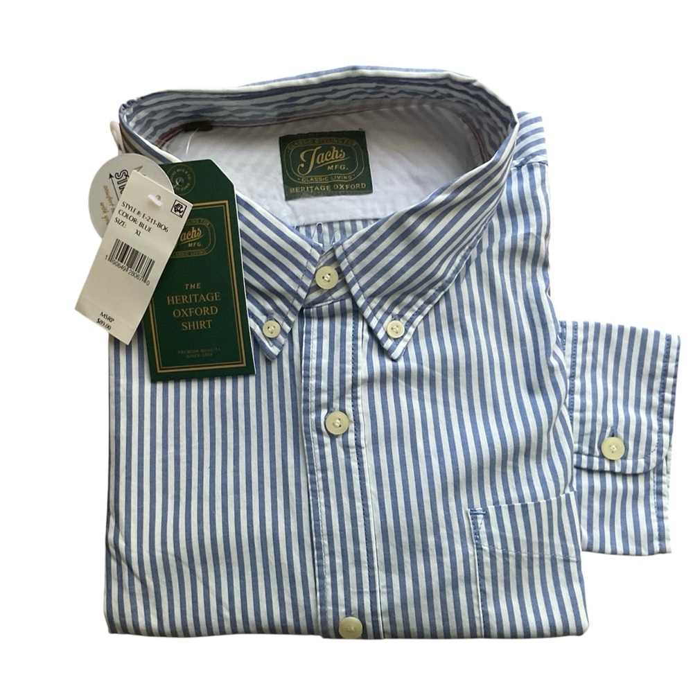 Jachs Shirt Mens XL Heritage Oxford Long Sleeve Button Down Designer NWT striped